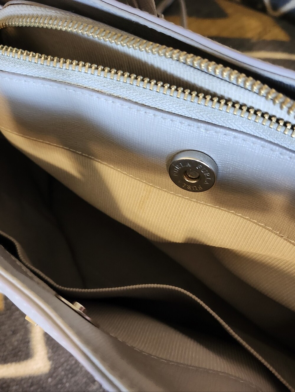 Sale🥳 Furla Mini Crossbody Satchel Bag - Light Grey Saffiano Leather - Picture 6 of 11